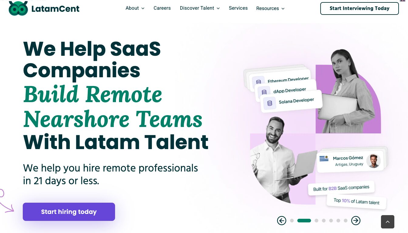 latamcent nearshore staffing agency to hire full stack developers