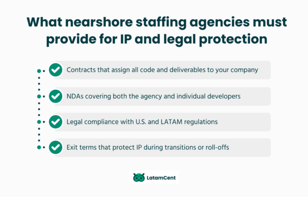 What nearshore staffing agencies must provide for IP and legal protection