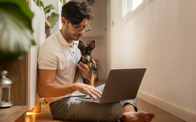 Senior Engineer with pet