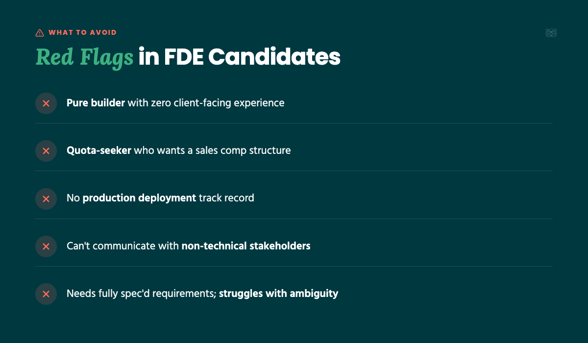 Red flags to avoid when hiring a Forward Deployed Engineer