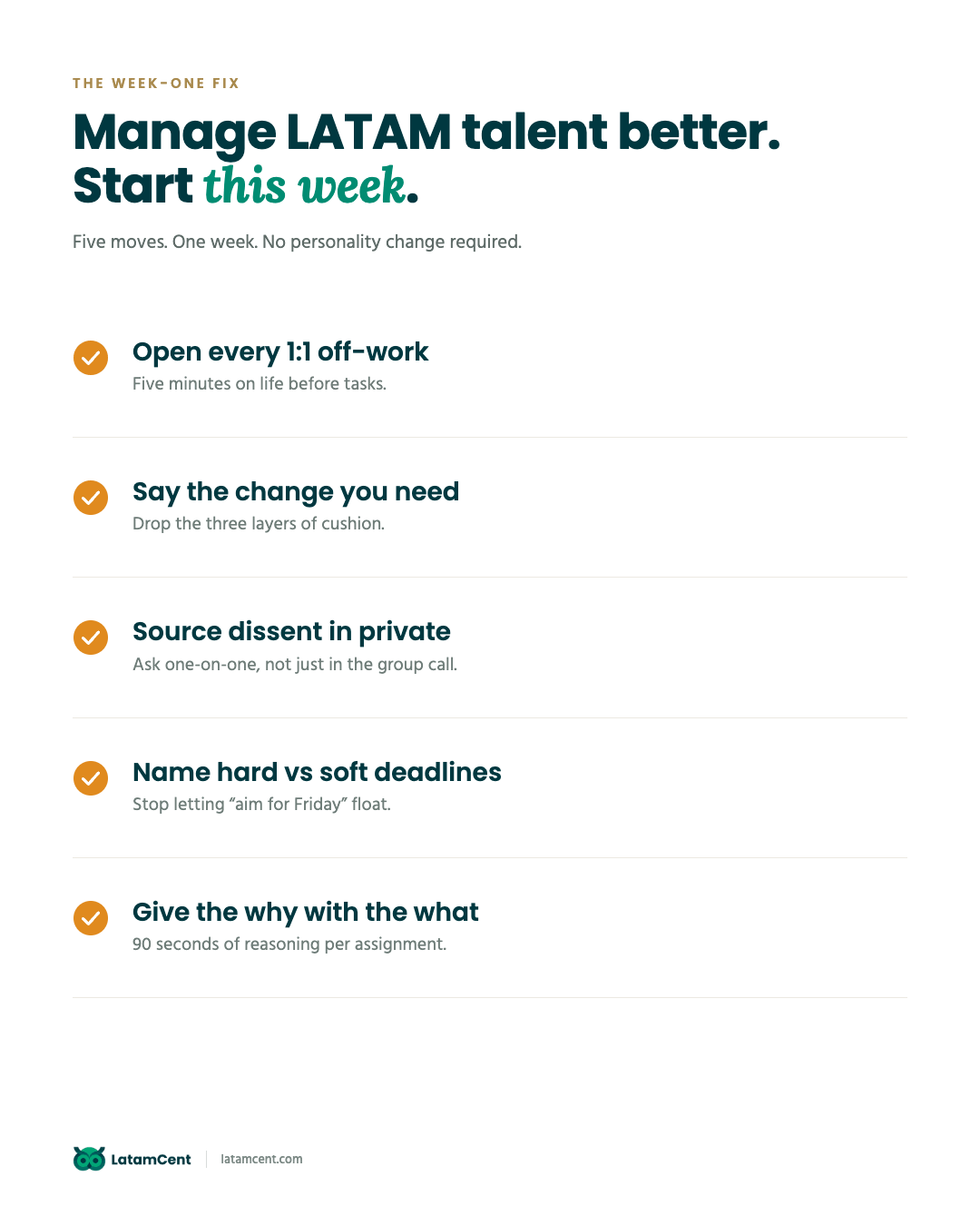 The week-one fix: five moves to manage LATAM talent better starting this week