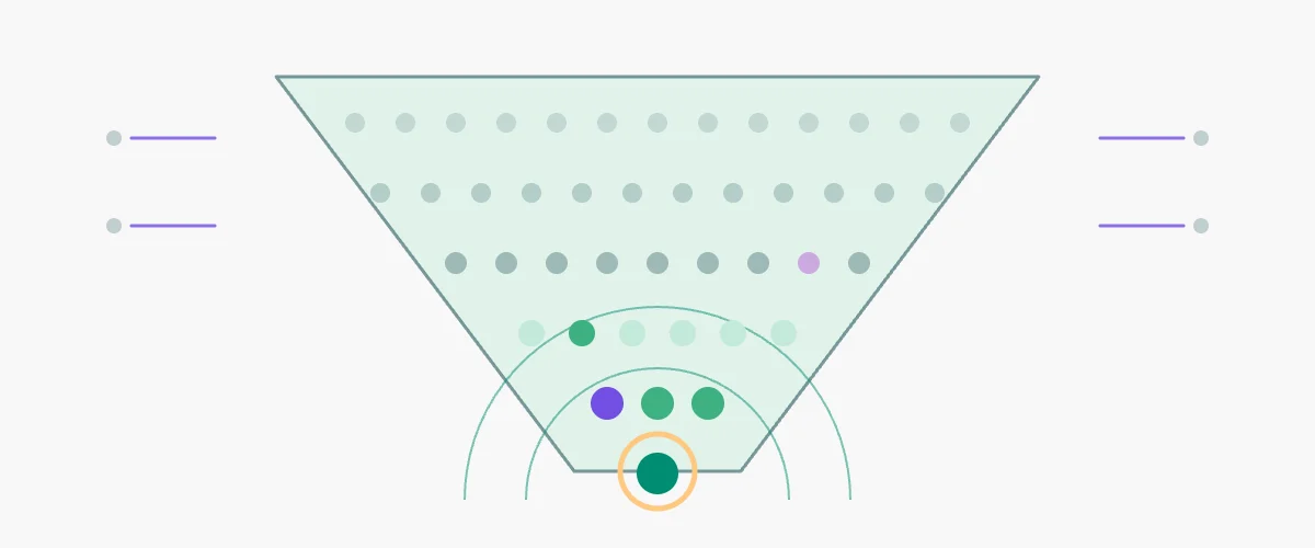 Candidate vetting funnel narrowing many applicants to a qualified shortlist